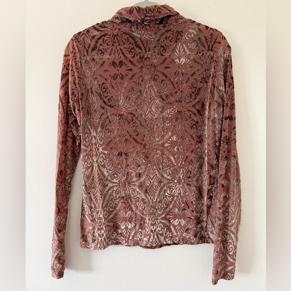 VICI Tessy Velvet Burnout Boho Printed Turtle Neck size mauve pink size XL - Picture 11 of 11
